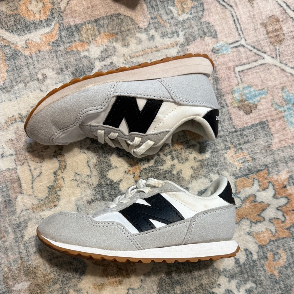 New Balance White and Black Kids' Sneakers
